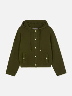 Blouson Bomber En Maille à Capuche|Primark Clearance