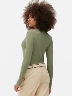 Body Façon T-shirt Boutonné à Manches Longues|Primark Sale