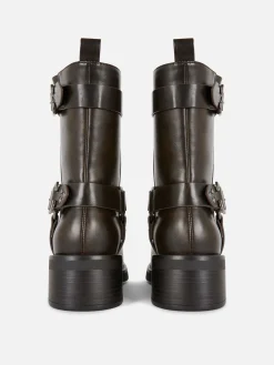 Bottes De Motard En Simili Cuir|Primark New