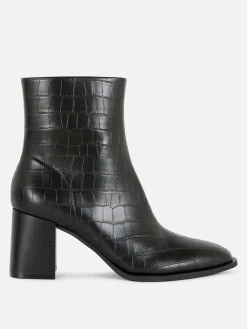 Bottines à Talons En Similicuir Imitation Croco|Primark Discount