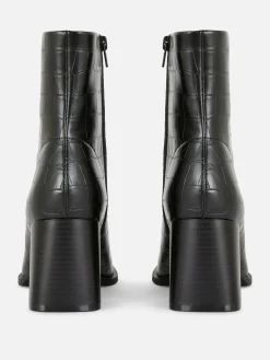 Bottines à Talons En Similicuir Imitation Croco|Primark Discount