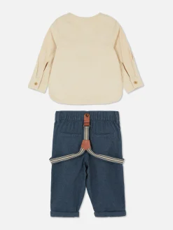 Chemise Boutonnée Et Pantalon Avec Bretelles|Primark Outlet