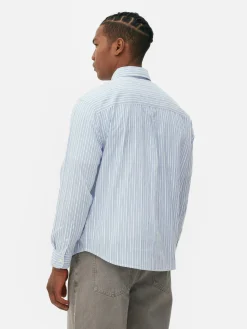 Chemise En Jacquard Rayé à Manches Longues|Primark New