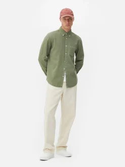 Chemise En Sergé De Coton à Manches Longues|Primark Clearance