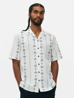 Chemise Froissée à Manches Courtes Et Motif Géométrique|Primark Clearance
