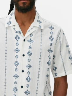 Chemise Froissée à Manches Courtes Et Motif Géométrique|Primark Clearance