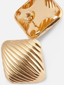 Clous D'oreilles Carrés Et Striés|Primark Best