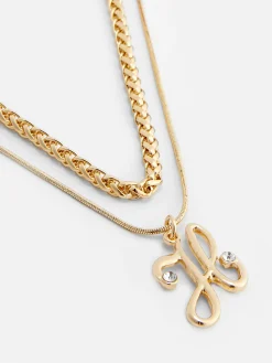 Collier à Double Chaîne Avec Pendentif En Forme D'initiale|Primark Outlet