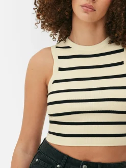 Débardeur Court à Col Ras-du-cou En Maille Côtelée|Primark Outlet
