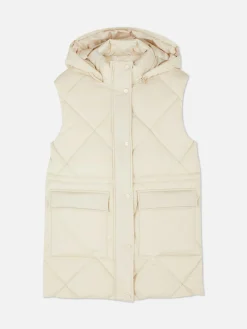 Doudoune Longue Sans Manches à Capuche|Primark Hot