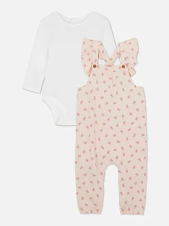 Ensemble Body En Pointelle Et Salopette à Fleurs|Primark Outlet