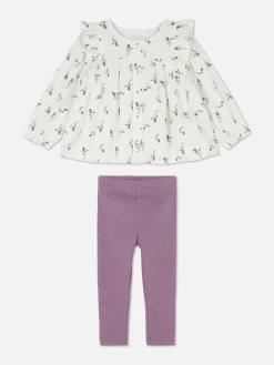 Ensemble Chemisier à Fleurs Et Legging Côtelé|Primark Discount