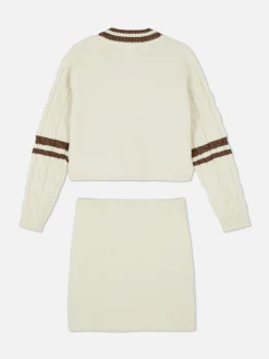Ensemble Coordonné Pull Et Jupe En Maille Torsadée|Primark New