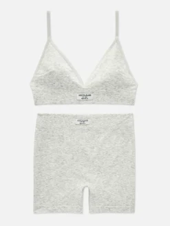 Ensemble Détente Short Et Brassière à Bretelles Côtelés|Primark Discount