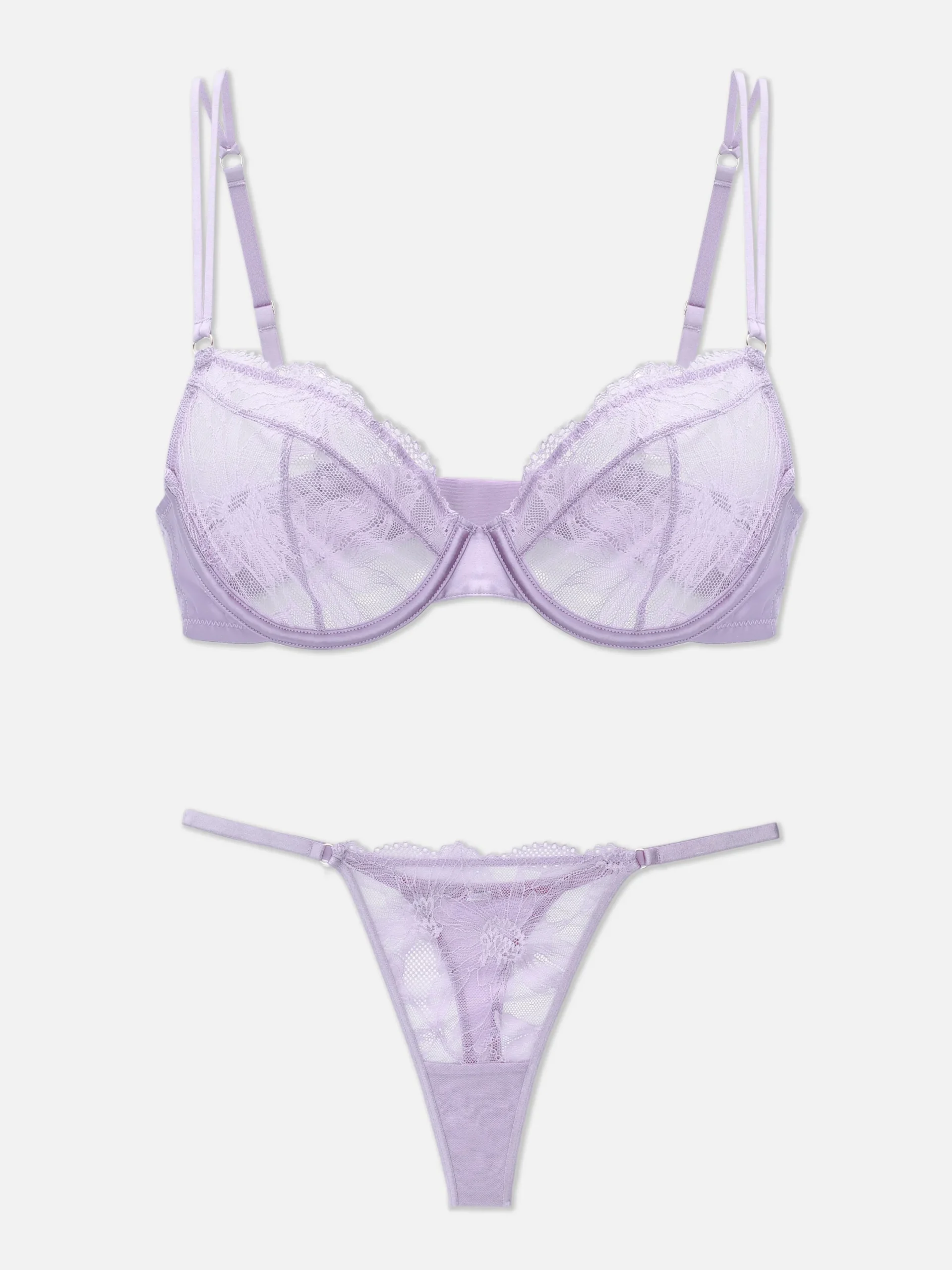 Ensemble Soutien-gorge Non Rembourré Et String En Dentelle|Primark Discount