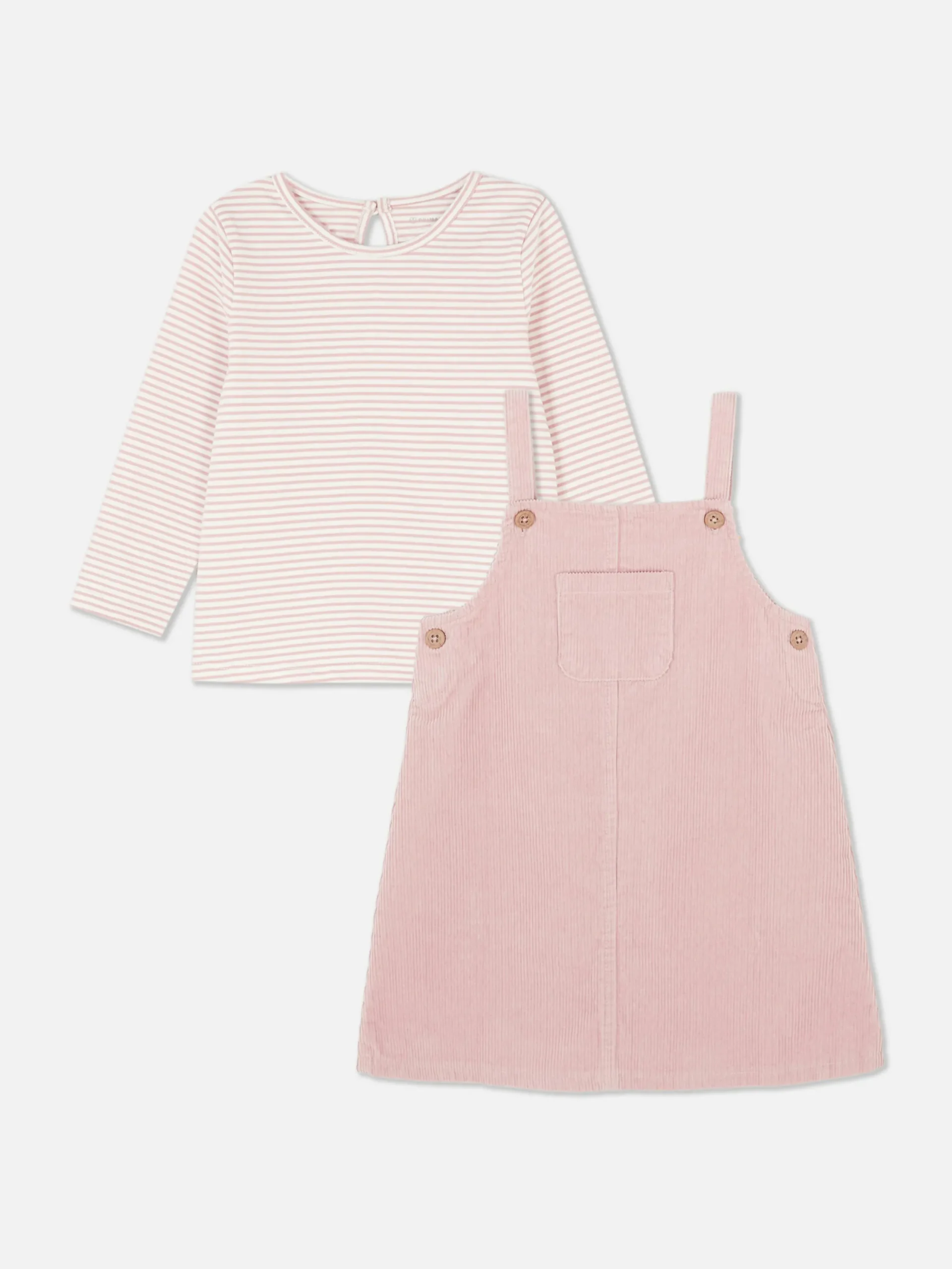 Ensemble T-shirt Rayé Et Robe Chasuble En Velours|Primark Hot