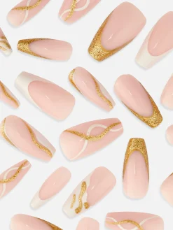 Faux Ongles Pointus Glossy à Motif Tourbillons PS...|Primark