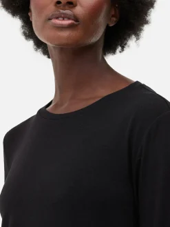 Haut à Manches Longues Et à Ourlet Arrondi|Primark Clearance