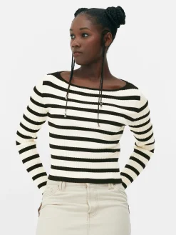 Haut Côtelé à Col Bateau|Primark Hot