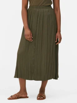 Jupe Mi-longue Plissée En Satin|Primark Online