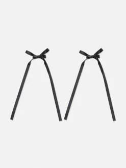 Lot De 2 Barrettes Ornées D'un Nœud Long|Primark New