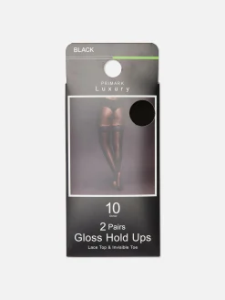 Lot De 2 Bas Autofixants Brillants 10 Deniers|Primark New