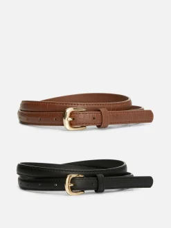 Lot De 2 Ceintures Skinny En Simili Cuir|Primark Outlet