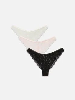 Lot De 3 Culottes Brésiliennes En Dentelle|Primark Discount