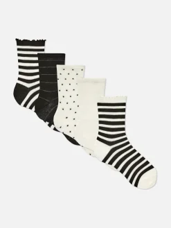 Lot De 5 Paires De Chaussettes Monochromatiques Rayées|Primark Discount