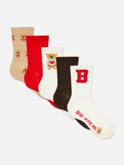 Lot De 5 Paires De Chaussettes Graphiques Ours|Primark Outlet