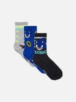 Lot De 3 Paires De Chaussettes Sonic Le Hérisson|Primark New