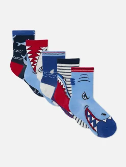 Lot De 5 Paires De Socquettes Requin|Primark New