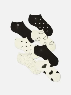 Lot De 7 Paires De Socquettes Monochromes à Cœurs|Primark Online