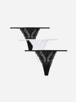 Lot De 3 Strings En Dentelle Essential|Primark New