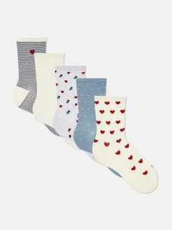 Lot De 5 paires De Chaussettes à Motif Cœur|Primark Clearance