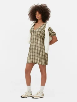 Mini Robe à Carreaux Et Col En V|Primark Online
