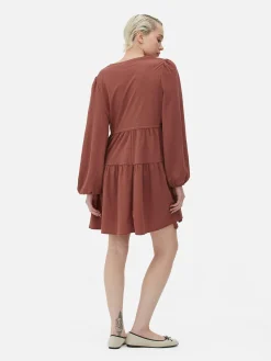 Mini Robe à Smocks Avec Col En V Et Liens à Nouer|Primark Online