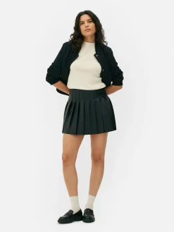 Mini-jupe Plissée En Simili Cuir|Primark Discount