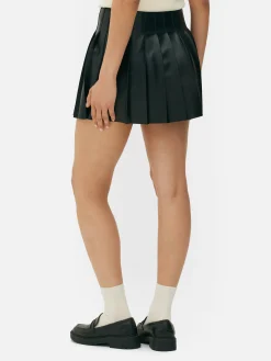 Mini-jupe Plissée En Simili Cuir|Primark Discount