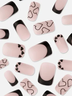 PS... Faux Ongles Carrés Brillants Avec Cœurs|Primark Sale