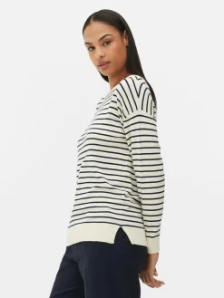 Pull Col Bateau à Rayures En Maille Fine|Primark Outlet