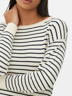 Pull Col Bateau à Rayures En Maille Fine|Primark Outlet