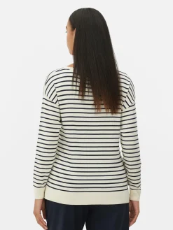 Pull Col Bateau à Rayures En Maille Fine|Primark Outlet