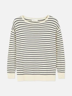 Pull Col Bateau à Rayures En Maille Fine|Primark Outlet