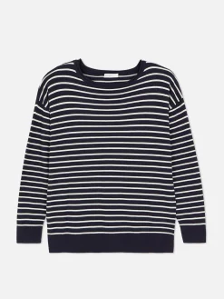 Pull Col Bateau à Rayures En Maille Fine|Primark Online