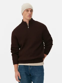 Pull En Maille Côtelée à Col Zippé|Primark Outlet