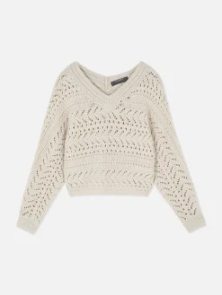Pull En Maille Pointelle à Col En V|Primark New