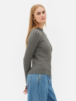 Pull En Maille Torsadée à Col Montant|Primark Clearance