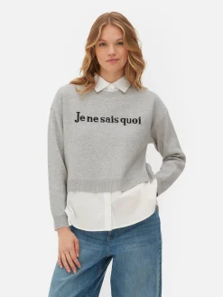 Pull Tricoté à Message Et Chemise Deux-en-un|Primark