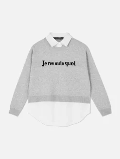 Pull Tricoté à Message Et Chemise Deux-en-un|Primark